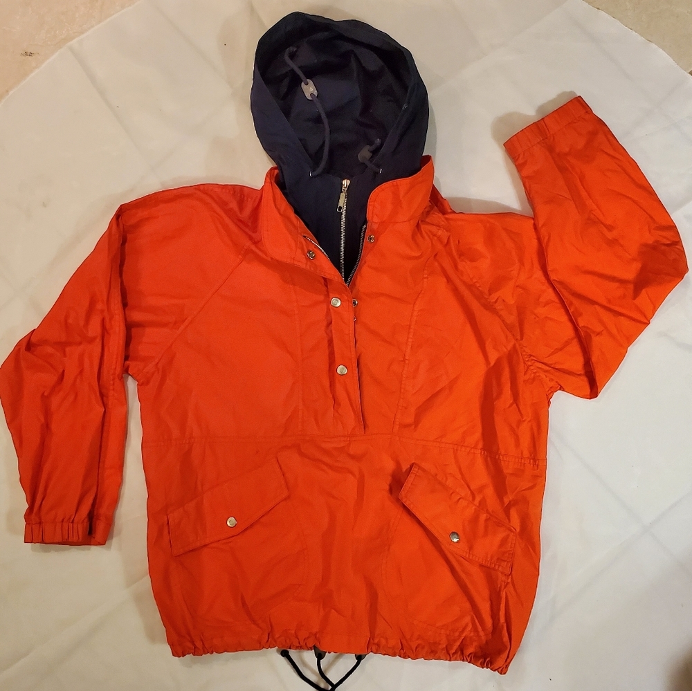Vintage Bandon Thomas Sport Men's Orange & Navy 1/2 Zip Jacket Pullover Golf M